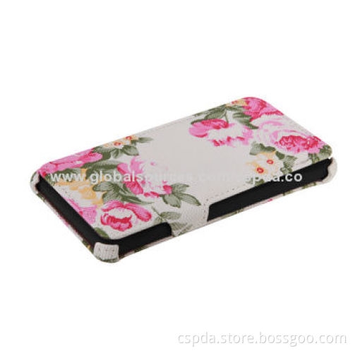 Heat setting PU back standing leather case for Sony Xperia Z2 with flower, OEM and ODM acceptable